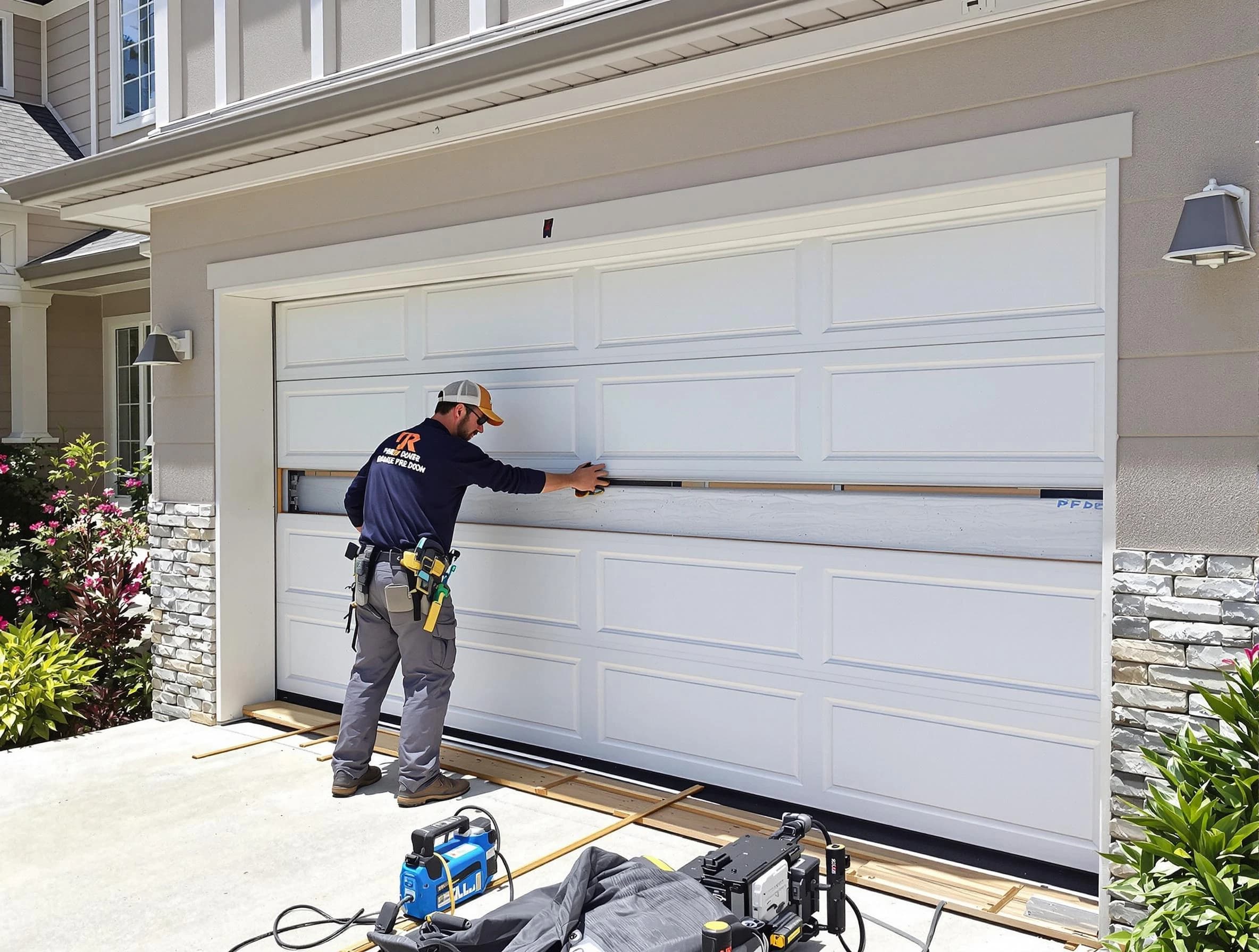 Conyers Garage Door Repair team performing complete garage door replacement at Conyers residence
