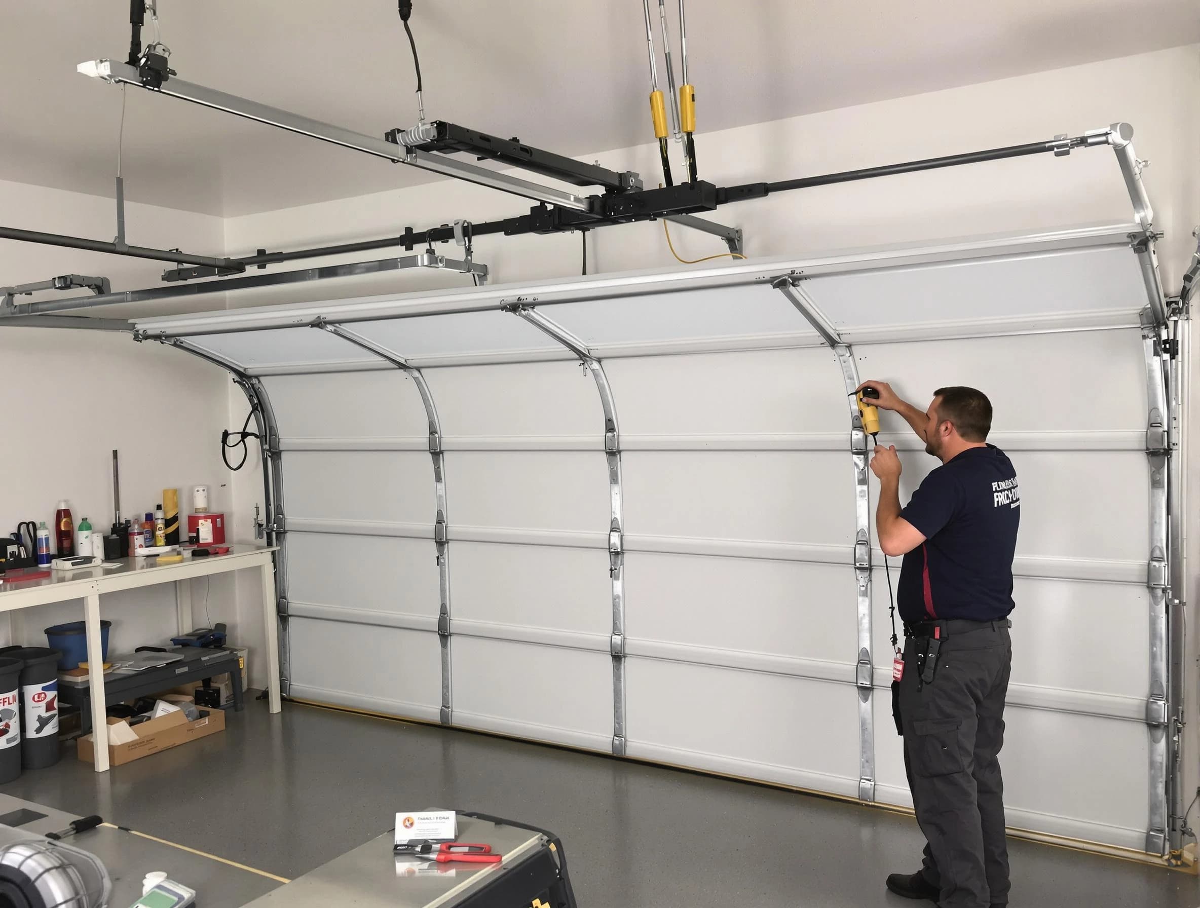 Conyers Garage Door Repair certified technician performing overhead door system repair in Conyers
