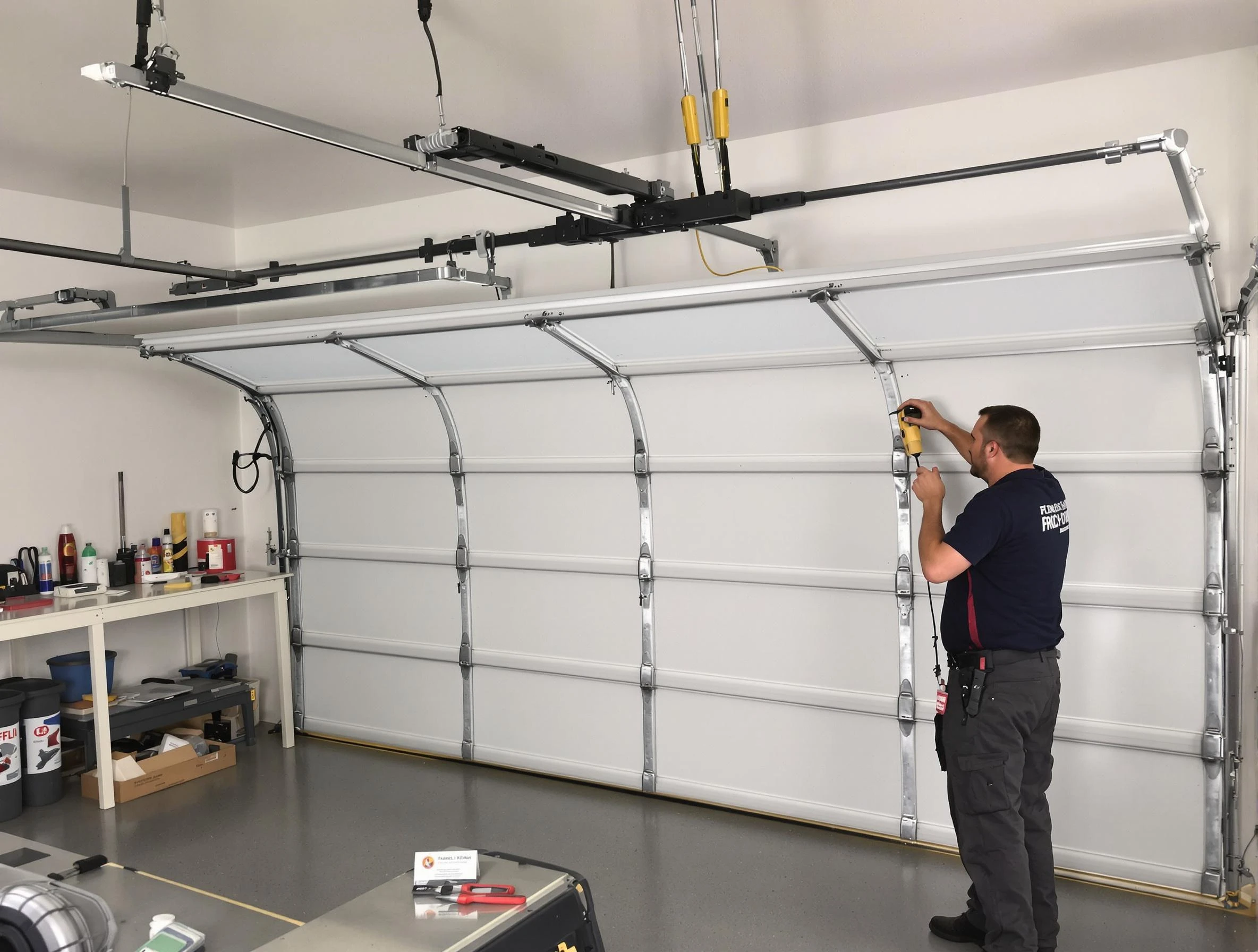 Conyers Garage Door Repair certified technician performing overhead door system repair in Conyers