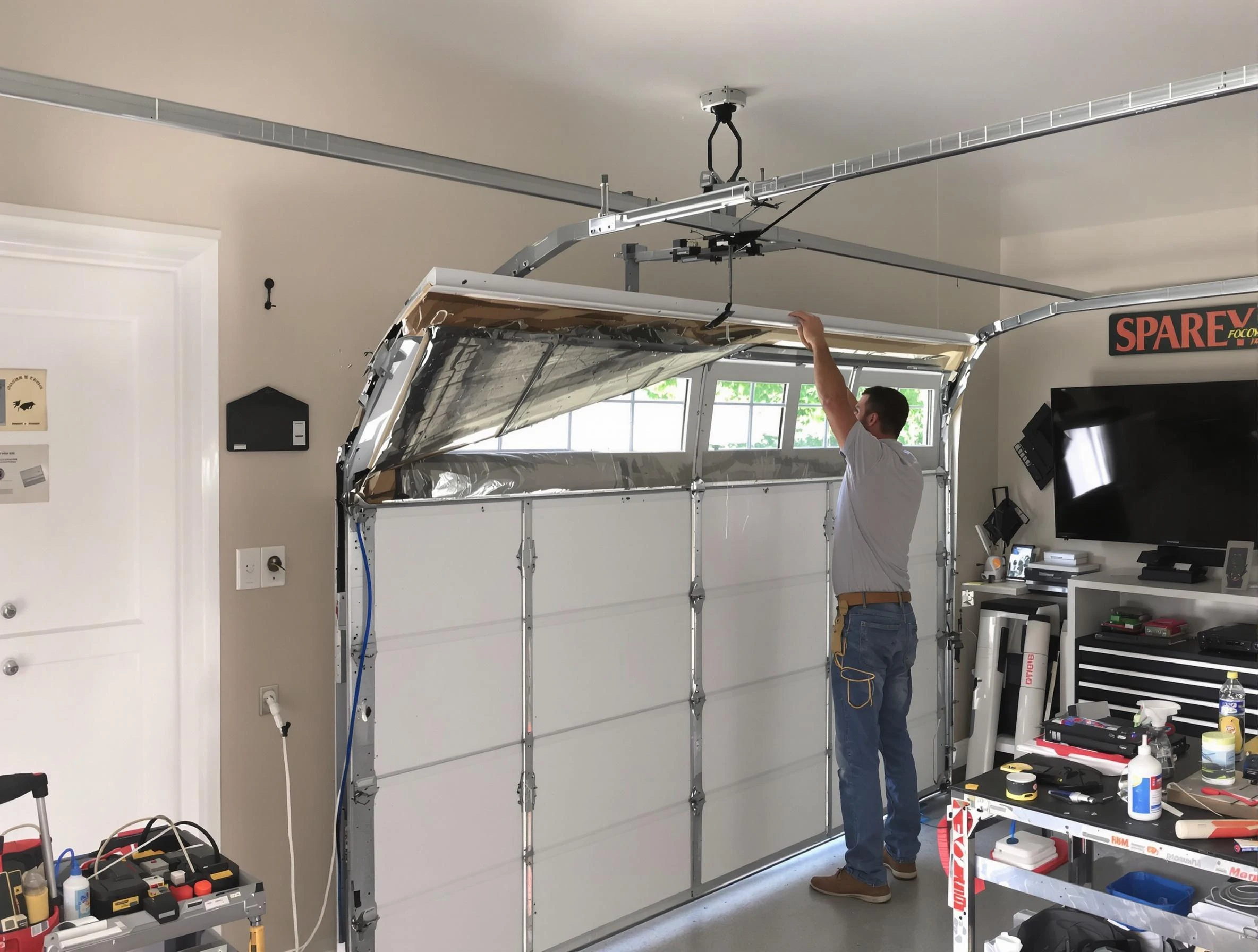Garage door section replacement by Conyers Garage Door Repair in Conyers