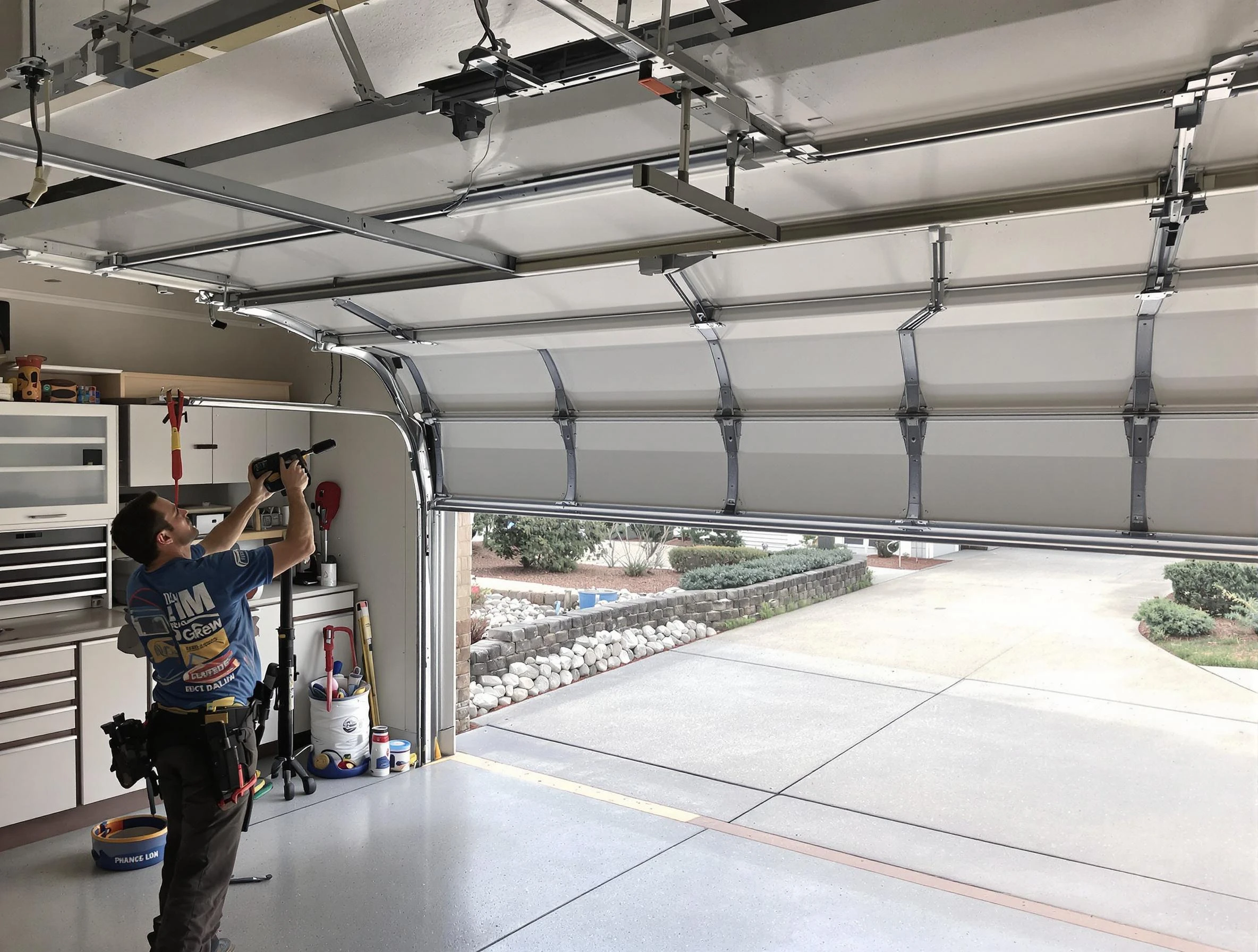 Garage door track repair service by Conyers Garage Door Repair in Conyers